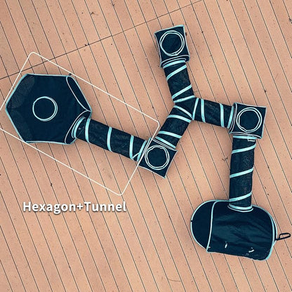 Cat Furniture Tent for Indoor and Outdoor Playpen Portable Cat Tunnels, Outdoor Kennel (Hexagon + Tunnel)