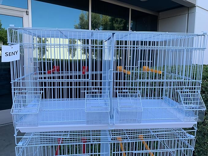 Seny Set of 4 Stackable Breeding Bird Cage for Canary Finch Small Birds (White)