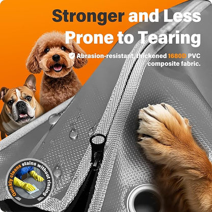 24In Tear-Resistant & Breathable Dog Crate Cover, 1680D Heavy-Duty Windproof Fabric. Efficient Moisture Removal and Ventilation. More Durable with Metal Fixtures, Gray(Cover Only)