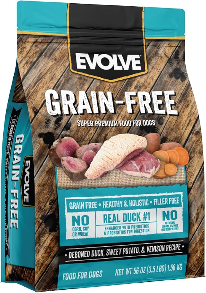 Evolve Grain Free Deboned Duck, Sweet Potato & Venison Recipe Dry Dog Food, 3.5 lb.