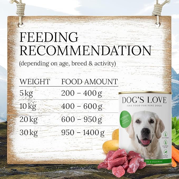 DOG'S LOVE Single Protein, Limited Ingredients, Ethically Sourced, Grain Free Wet Dog Food - Canned Soft Dog Food, Grain Free Dog Food for Your Dog - Premium Can Dog Food | 6 cans (14.1 Oz, Venison)