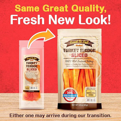 Gootoe Turkey Tendon Dog Treats  100% USA-Sourced, Natural Snack, Premium Training Chews, Hypoallergenic, Reseal Value Bags, Size for Medium Dogs, 7 Inch Slice 3oz/Pack