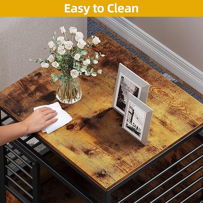 DWVO Dog Crate Furniture, 24 Inch Dog Kennel Indoor Furniture End Table for Dogs, Modern Decorative Wooden Cage with Wheels, Chew-Resistant, Rustic Brown