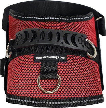 ActiveDogs Service Dog Vest Air-Tech Mesh Harness, XS Girth 16"-20" w/Handle, ADA Cards + Reflective Service Dog Patches - Red
