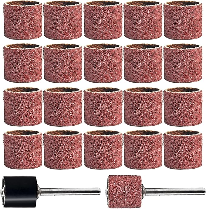 22-Pack Pet Nail Grinder Replacement Kit - Sanding Bands for Dogs & Cats -1/2" Black Grinding Drums Claw Care, Compatible with All Major Pet Grinders (120 Grit)