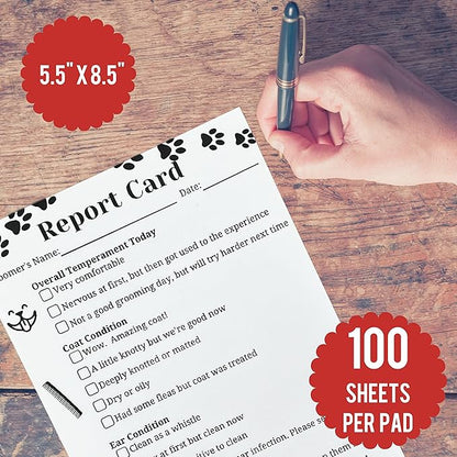 Dog Grooming Report Cards (Pad of 100, 5.5 X 8.5 Inches) Pet groomers report card for grooming salon