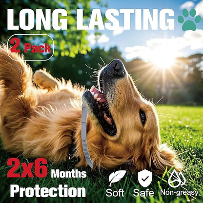 Flea Collar for Dogs, Flea and Tick Prevention for Dogs Collar, Dog Flea and Tick Treatment, 2 Collars, 12 Months Prevention, One Size Fits All