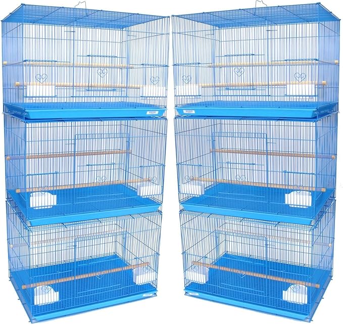Lot of 6 Aviary Breeding Bird Finch Parakeet Aviary Canary Lovebird Budgie Flight Cage 24"x16"x16"H (Blue)
