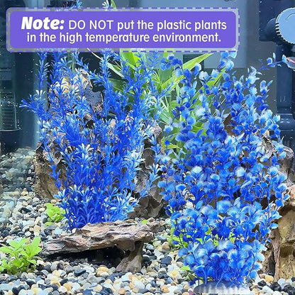 Hamiledyi Aquarium Plastic Plants Aquarium Decor Artificial Fish Tank Plants,Tall Fish Tank Decorations, Extra Large Aquarium Plant 23.6-inch Tall,2PCSï¼_lueï¼
