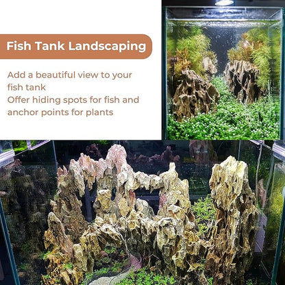 6-8 Inches Natural Dragon Stone 6 PCS Aquarium Rocks for Aquascaping, Aquarium Landscaping, Terrariums, Fish Tank Decoration, Vivariums, Paludarium, Reptile and Amphibian Enclosures