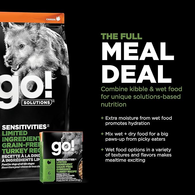 Go! Solutions Sensitivities Limited Ingredient, Grain-Free Dry Dog Food, Turkey Recipe for Sensitive Stomach, 12 lb Bag