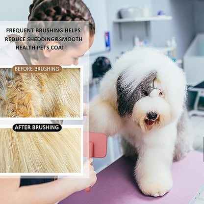 Dog Brushes for Poodle,Doodle,Goldendoodle,Labradoodle Coats Best Slicker Brush for Dogs Thick Long Curly Hair Shedding,Detangles,Fluffy Grooming Soft Long Pin Slicker Brush Dematting(Large)