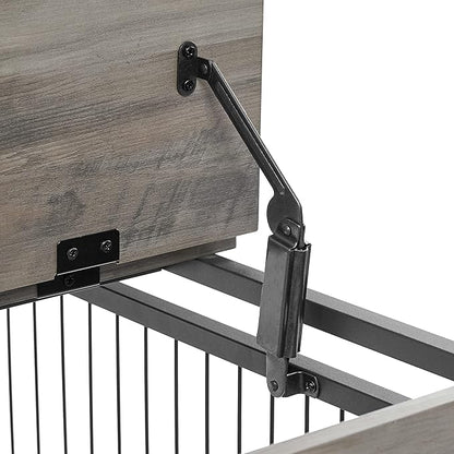 KEIKI Dog Crate Furniture, 43" Iron Dog Crate with Side Openings, Double-Door Dog House for Small/Medium/Large Dog, Grey