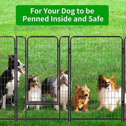Dog Playpen Outdoor Extra Wide 32 Piece Panels Heavy Duty Dog Fence 50" Height Anti-Rust with Doors Portable for RV Camping Yard, Total 84FT, 561 Sq.ft, Snowy Black