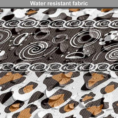 Ambesonne African Dog Crate Cover, Traditional Borders Cheetah Skin with Abstract Spirals and Circles, Easy to Use Pet Kennel Cover for Medium Large Dogs, 42 Inch, Pale Coffee Brown White