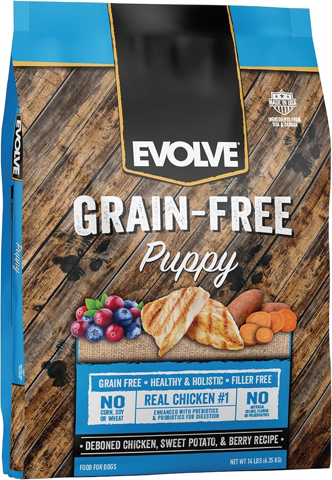 Evolve Grain Free Puppy Dog Food with Deboned Chicken, Sweet Potato & Berry, 4lb