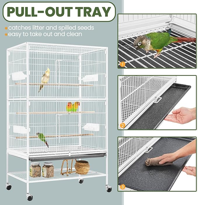 Yaheetech 52inch Bird Cage Extra Large Parakeet Parrot Cage for Lovebird Cockatiel Conure Finch with Rolling Stand White