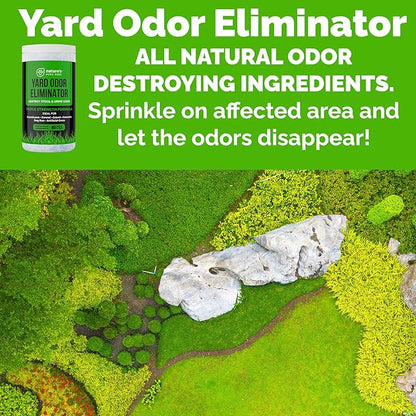 "Nature's Pure Edge,Yard Odor Eliminator. Perfect For Artificial Grass, Patio, Kennel, and Lawn. Instantly Removes Stool and Urine Odor. Long Lasting. Kid and Pet Safe.