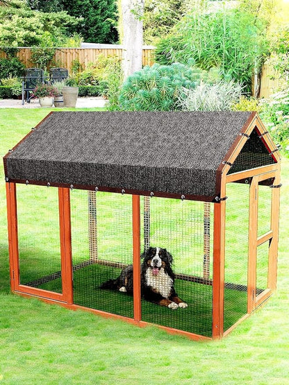 10 by 10 Feet Dog Kennel Cover Mesh Shade Panel with Grommets - Weather Guard Extra Large All Season Dog Run Cover & Roof - Fit for 10ft. X 10ft. Outdoor Cages and Large Pet