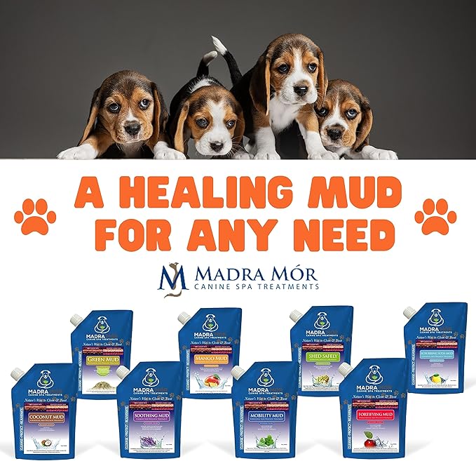 Worldwide Nutrition Bundle: Madra Mor Mango Mud - Dog Essentials Mud Bath, Dog Grooming, Dry Skin for Dogs Treatment, Dog Coat Skin Care Products - 10oz Pouch & Multi-Purpose Key Chain
