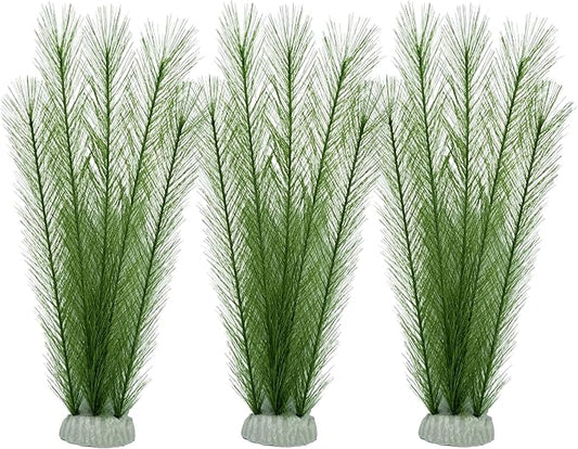 M2cbridge Fish Tank Artificial Silk Green Water Plants Aquarium Decor Soft Grass 3 Pack,12"