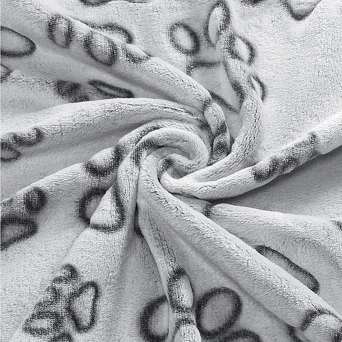 UTTPLL Stuffed-Premium-Dog-Blankets-Flannel Pet Printed Throw Soft Fluffy Fleece Cat Blanket Washable Sleep Mat Puppy Essentials Grey Cute Paw Medium