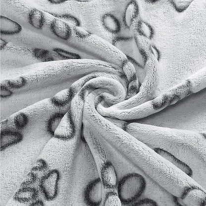 UTTPLL Stuffed-Premium-Dog-Blankets-Flannel Pet Printed Throw Soft Fluffy Fleece Cat Blanket Washable Sleep Mat Puppy Essentials Grey Cute Paw Medium