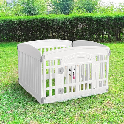 Dog Playpen 4-Panel 24" | Safe & Secure Indoor/Outdoor Pet Fence | Folding & Portable | 35 x 35 x 24IN, Ideal for Small to Medium Dogs | Easy to Clean ï¼_hiteï¼