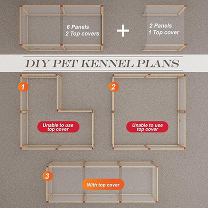 Dog Playpen Expansion Kits(3 Panels:2 Panels+1 Top Panel), Important: The top Panel Cannot be Used as a Side Panel Extension