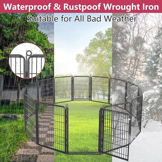 Dog Playpen with Extra Large Door Dog Fence Outdoor for Yard Indoor Dog Pen 40inch 20 Panels Dog Pens Outside Anti-Rust Pet Fence Portable Dog Fence for RV Camping Yard