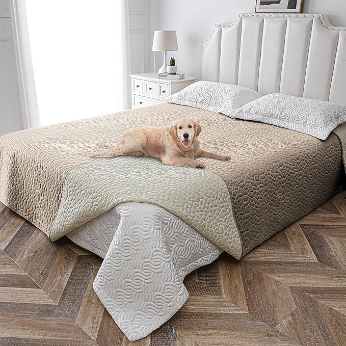 Waterproof Dog Blanket, Washable Anti-Slip Pet Couch Covers for Sofa,Pet Hair Resistant Blankets Bed Chair Furniture Couch Protector for Dogs-82x82,Beige