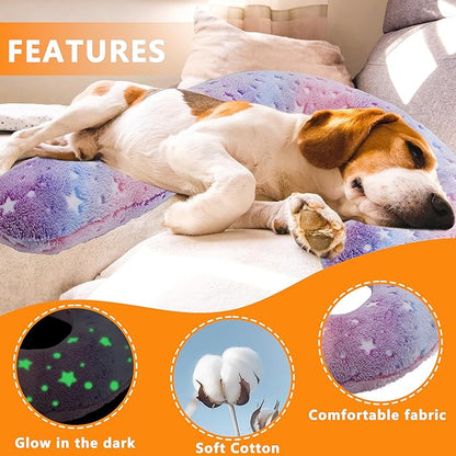 Pet Calming Pillow for Dogs, Soft U-Shaped Pillow Glow in The Dark, Joint Relief, Sleep Comfortably,Suit for Small, Medium, Large Dogs, Fluffy Pet Neck Pillow (L-Pink)