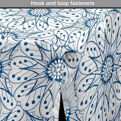 Ambesonne Blue and White Dog Crate Cover, Dutch Tile Design with Large Flowers and Detailed Petals Antique Ethnic, Easy to Use Pet Kennel Cover for Medium Large Dogs, 36 Inch, White Blue