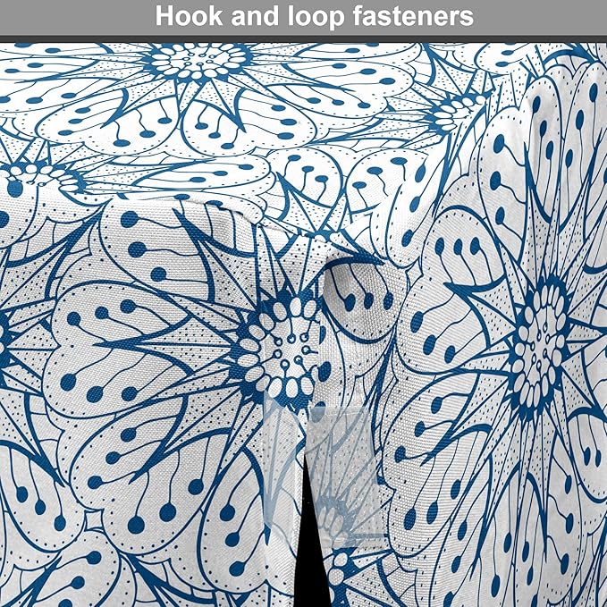 Ambesonne Blue and White Dog Crate Cover, Dutch Tile Design with Large Flowers and Detailed Petals Antique Ethnic, Easy to Use Pet Kennel Cover for Cats & Medium Dogs, 30 Inch, White Blue