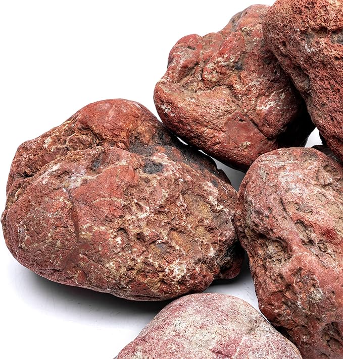 SubstrateSource Natural Stone for Aquarium, Terrarium, Paludarium, Reptile Enclosures - Set of Decorative Rocks for Landcapes, Aquascaping, Fish Tank Decor (Blood Stone, 10 Pounds)
