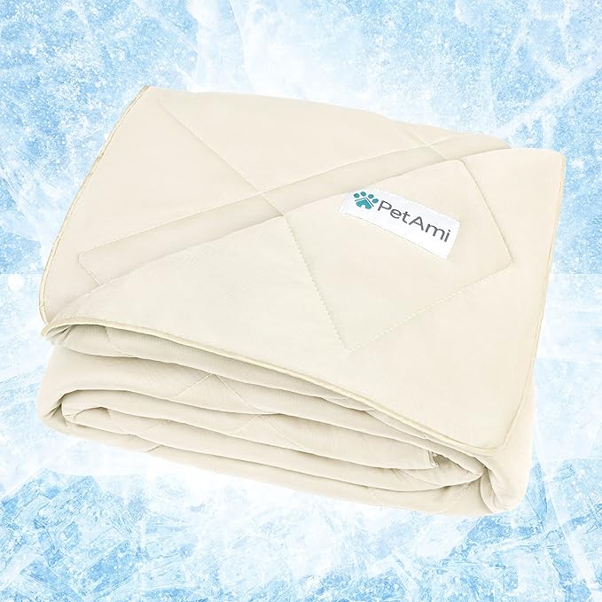 PetAmi Premium Cooling Dog Blanket | Lightweight Fluffy Pet Throw Blanket Bed Cover for Dogs, Cat, Puppies | Pet Blanket Furniture Protector Couch Sofa | Reversible Fuzzy Cozy | 60x80, Beige Latte