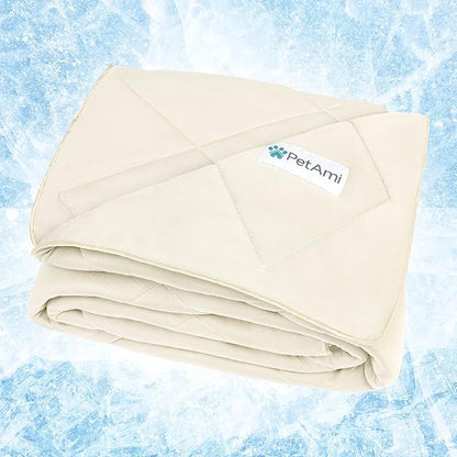 PetAmi Premium Cooling Dog Blanket | Lightweight Fluffy Pet Throw Blanket Bed Cover for Dogs, Cat, Puppies | Pet Blanket Furniture Protector Couch Sofa | Reversible Fuzzy Cozy | 60x80, Beige Latte
