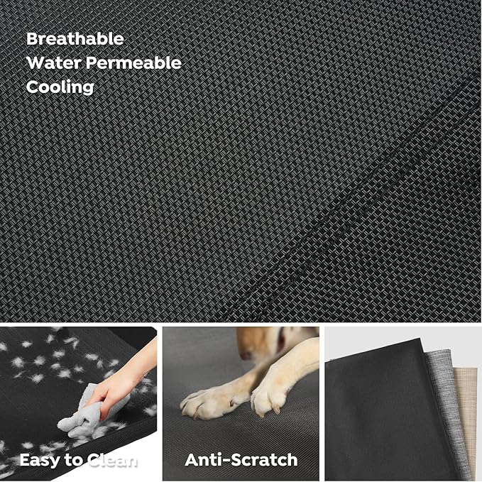 Veehoo Cooling Elevated Dog Bed, Raised Dog Beds for Large Dogs, Outdoor Dog Bed with Guardrail, Upgraded Non-Slip Feet, Breathable Teslin Mesh, Portable Camping Dog Cot, 41 x 27 Inches, Black