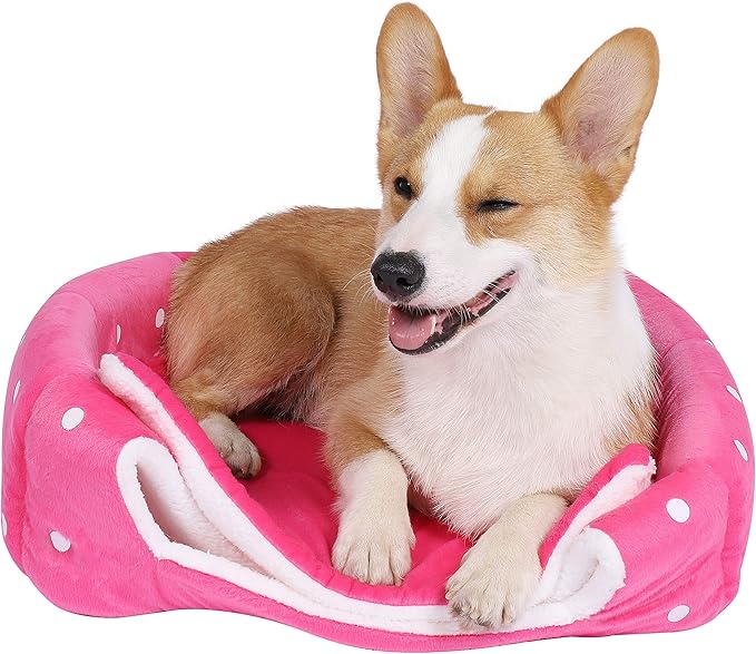 Spring Fever Hamster Guinea Pig Rabbit Dog Cat Chinchilla Hedgehog Bird Small Animal Pet Bed House Hideout Cage Accessorie C Pink XS (10.2 * 10.2 inch)
