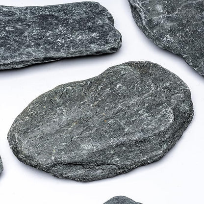 Natural Slate Stone for Aquariums, Fish Tanks, Terrariums, Aquascaping and Amphibian Enclosures, Mix of Large and Medium Size Rocks - by SubstateSource (10 Pounds, Black River)