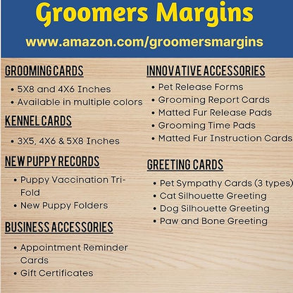 Dog Grooming Report Cards (Pad of 100, 5.5 X 8.5 Inches) Pet groomers report card for grooming salon