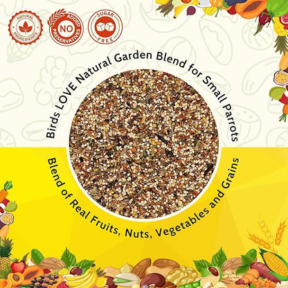 Birds LOVE All Natural Garden Blend Bird Food for Small Birds - Lovebirds, Cockatiels, Parakeets and Parrotlets 4lb