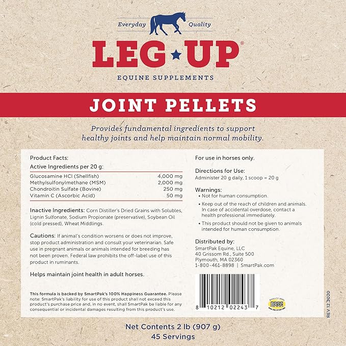 Leg Up Joint Pellets | Joint Support Supplement For Horses | Glucosamine Chondroitin Sulfate and Antioxidants Formula With No Added Sugar | Ideal For Light Work Horses | 45 Servings | 2 lb