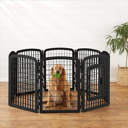 Amazon Basics 8-Panel Octagonal Plastic Pet Pen Fence Enclosure With Gate - 34 inches, Black