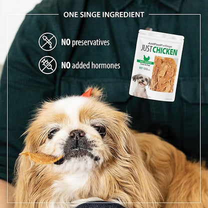 JustFoodForDogs Healthy Dog Treats, Single-Ingredient, Chicken Breast, 5 oz