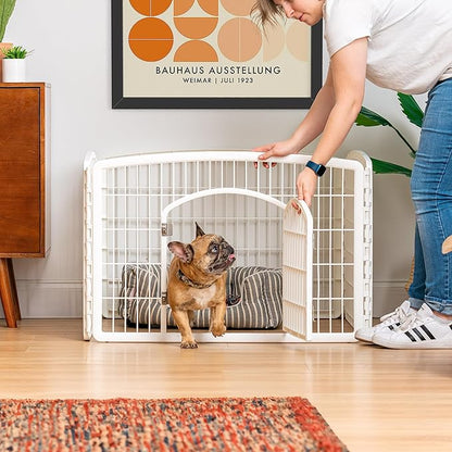 IRIS USA Puppy Playpen Dog Playpen Fence Enclosure with Dog Gate Door - Indoor Pet Playpen - 4 or 8 Panel