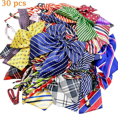 30 PCS Dog Bow Ties, Adjustable Variety Colors & Patterns Pet Collar Bowtie for Medium Large Dogs Big Cat Grooming Accessories, Boy and Girl Dogs Pets Christmas Festival Party Birthday Gift