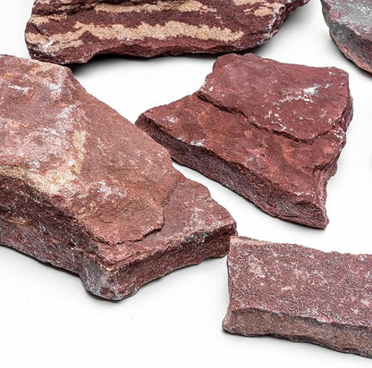 Natural Slate Stone for Aquariums, Fish Tanks, Terrariums, Aquascaping and Amphibian Enclosures, Mix of Large and Medium Size Rocks - by SubstateSource (20 Pounds, Red River)