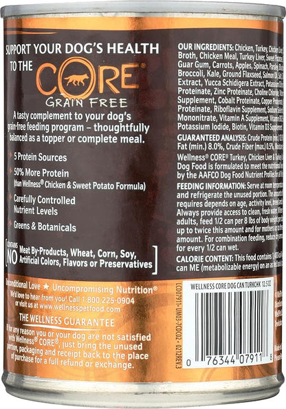 Wellness Core Grain Free Dog Food: Turkey, Chicken Liver, & Turkey Liver Formula, 12.5 oz