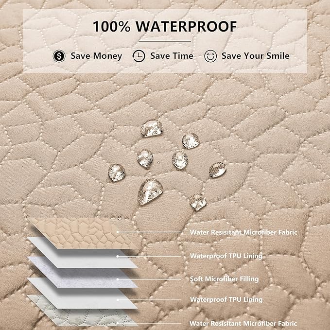 Waterproof Dog Blanket, Washable Anti-Slip Pet Couch Covers for Sofa,Pet Hair Resistant Blankets Bed Chair Furniture Couch Protector for Dogs-82x82,Beige